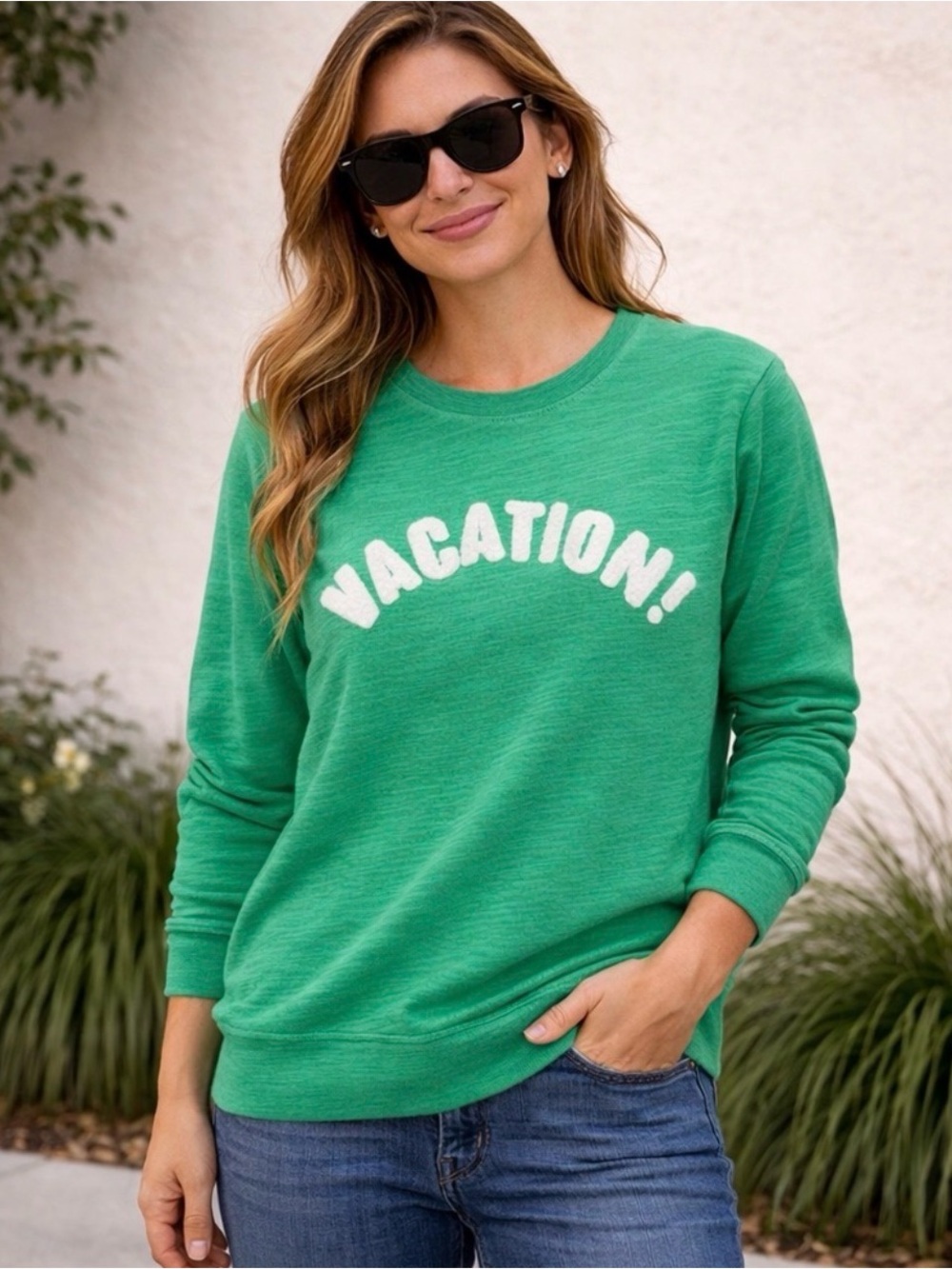 J.Crew "Vacation!" Lightweight Sweatshirt – Green – Perfect Summer Layer